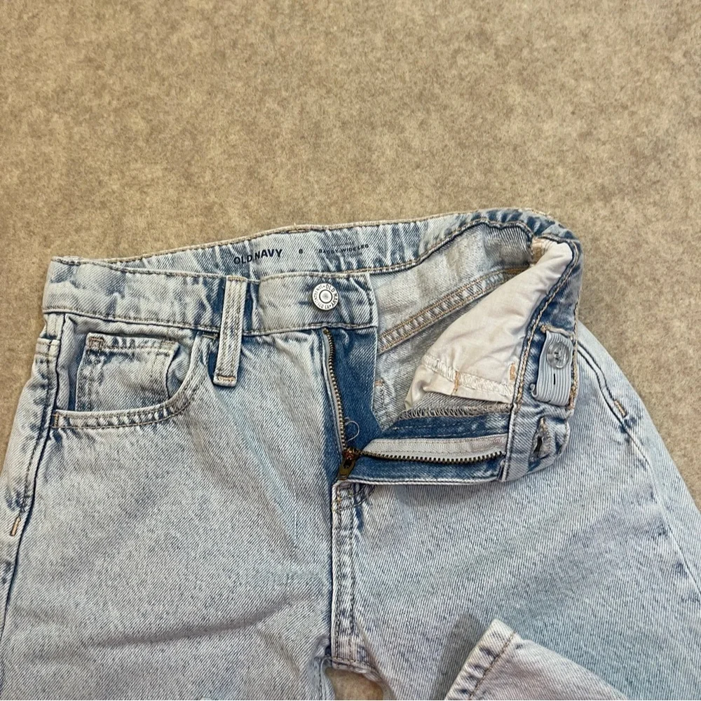 Old Navy High Rise Baggy Wide Leg Light Wash Blue Denim Jeans Girls size 8